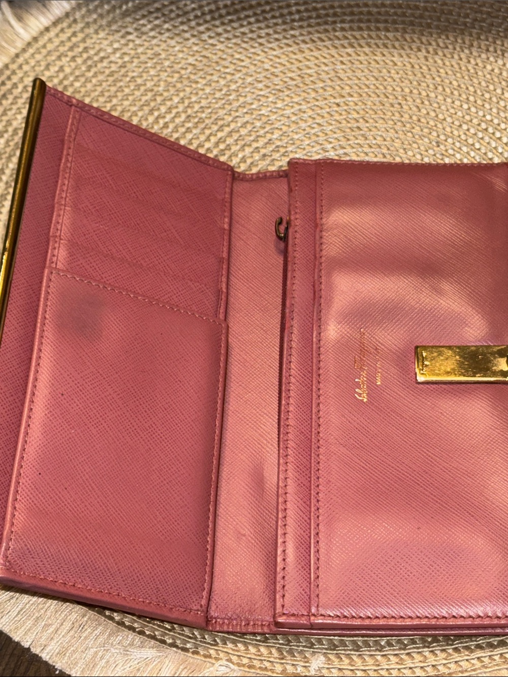 Salvatore Ferragamo Pink Leather Clutch Wallet with Gold Hardware - Picture 4 of 13